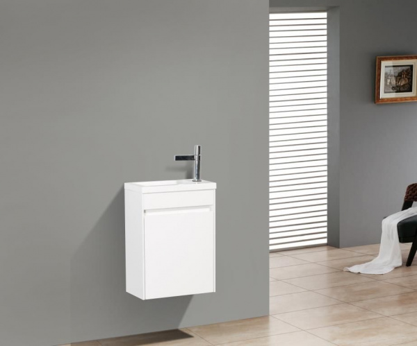 Тумба под раковину BelBagno Pietra Mini, 40 см, подвесная, левосторонняя, Bianco Lucido, PIETRA MINI