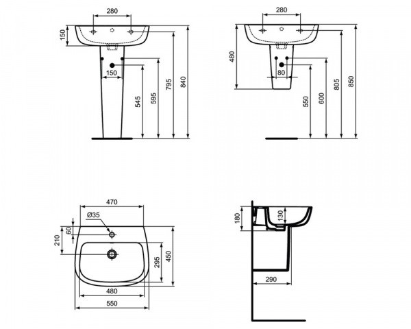 Раковина Ideal Standard ESEDRA, 55 см, T279901