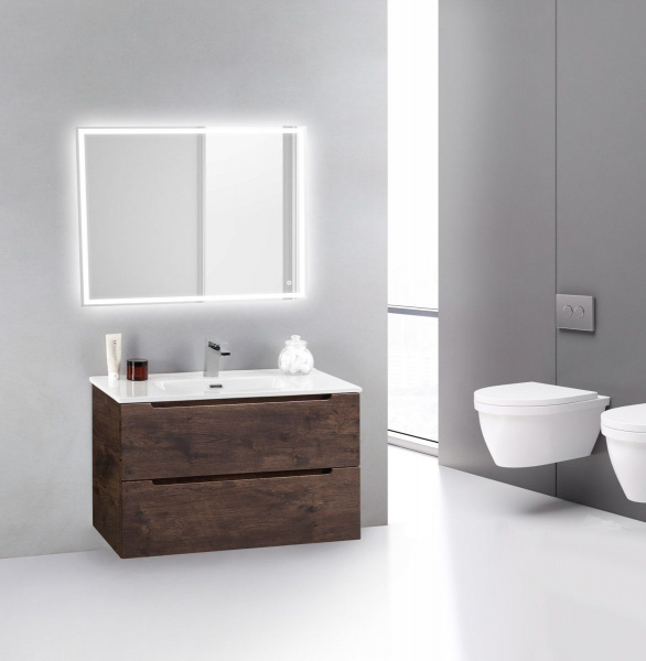 Раковина BelBagno, 121 см, керамическая полувстаиваемая, прямоугольная, белая, BB1200ETL