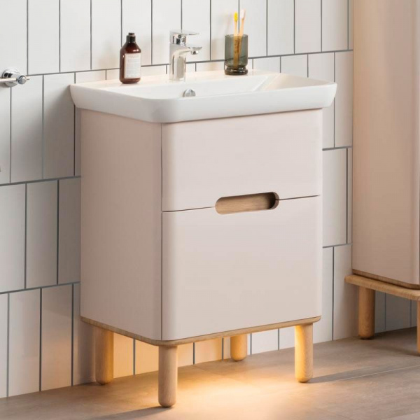 Тумба с раковиной Vitra Sento 65, с LED подсветкой, белый матовый, 60822