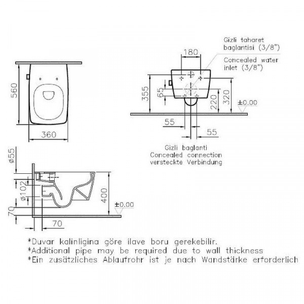 Унитаз подвесной Vitra Metropole Rim-Ex, с функцией биде, белый, 7672B003-1684