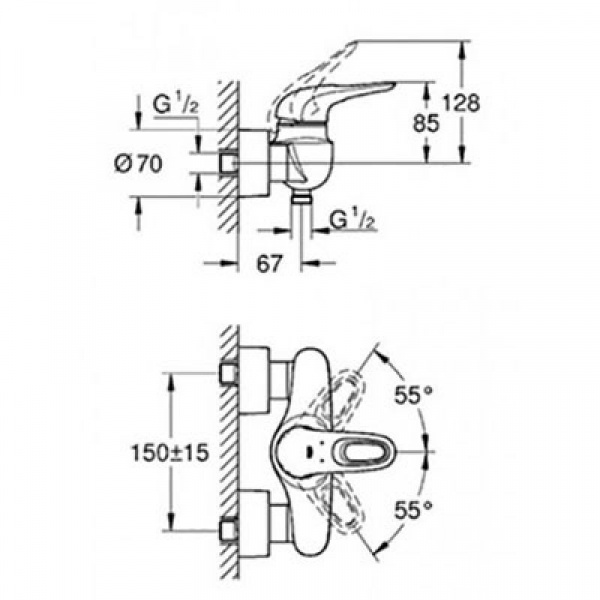 Смеситель для душа, однорычажный Grohe Eurostyle 33590003