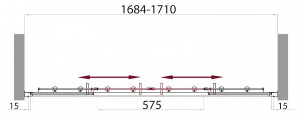 Шторка для ванны BelBagno 1700x1450, прозрачное стекло, хромированный профиль, UNO-VF-2-170/145-C-Cr