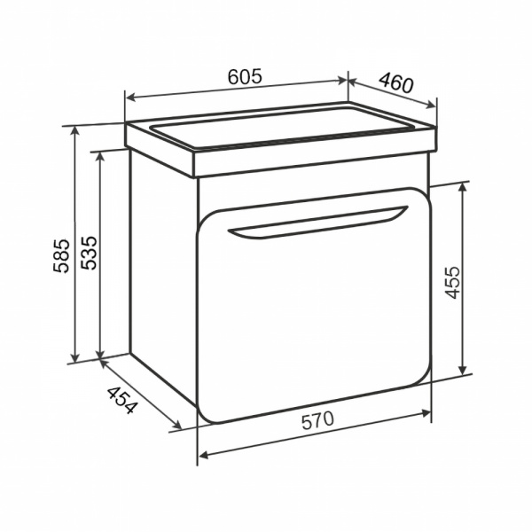 Тумба под раковину Aqua de Marco Сканди, 60 см, 2 ящика, дуб золотой Крафт, 2060CRAFTCSCA/H