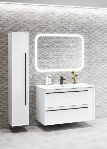 Тумба подвесная Avanti Нова / Nova Double 80 Bianco с умывальником Эйфория-80 (2 ящика)