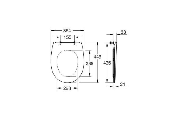 Сиденье с крышкой Grohe Bau Ceramic, дюропласт, Soft close, металлическое крепление, петли хром, аль
