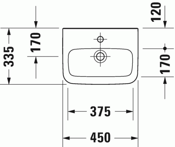 Раковина Duravit Durastyle с переливом 450 мм, 0708450000