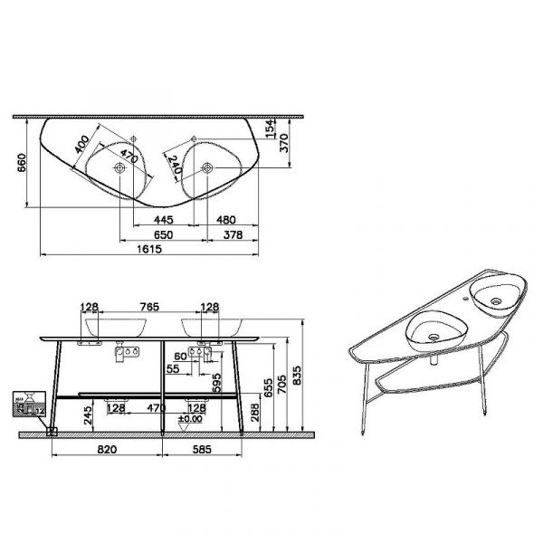 Столешница для раковины Vitra Plural 160, темный дуб, 64043
