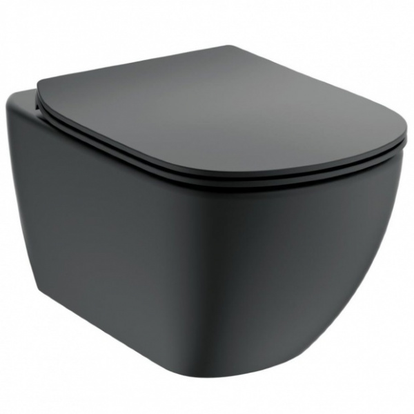 Сидение с крышкой Ideal Standard TESI BLACK, тонкое, тип SANDWICH, с функцией плавного закрытия, лег