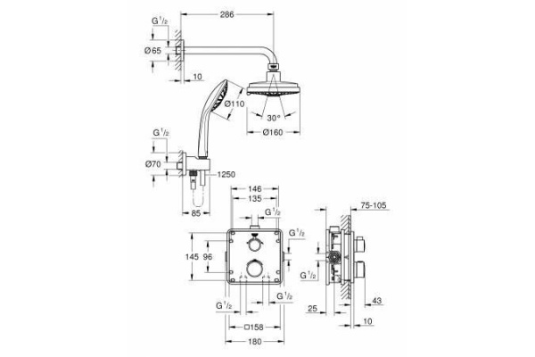 Душевая система Grohe Grohtherm с термостатом, хром, 34735000