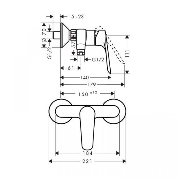 Смеситель для душа Hansgrohe Logis E, хром, 71610000