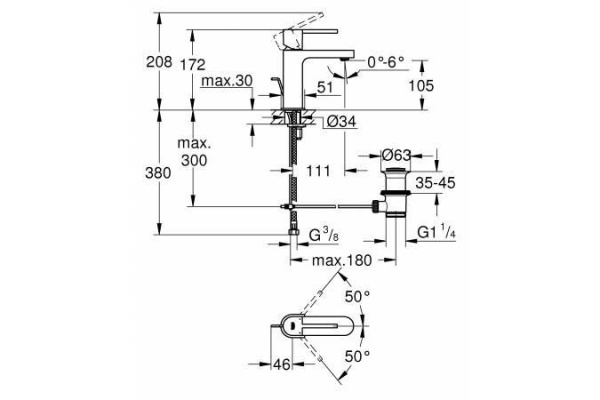 Смеситель для раковины Grohe Plus, хром, 32612003