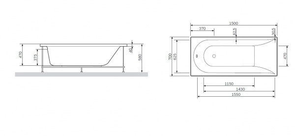 Каркас для ванны AM.PM Spirit 150х70, W72A-150-070W-R2