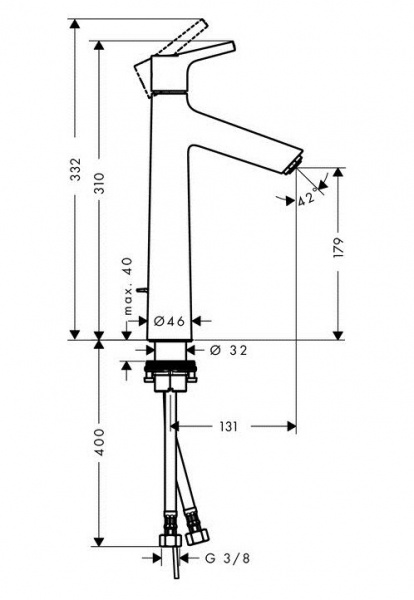 Смеситель для раковины Hansgrohe Talis S 190, со сливным гарнитуром, хром, 72031000