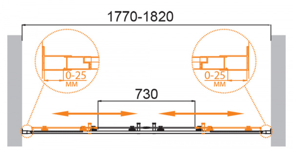 Душевая дверь Cezares MOLVENO-BF-2-180-P-Cr