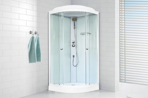 Гидромассажный бокс Royal Bath 90х90х217, белое/прозрачное стекло, белый профиль, RB 90HK5-WT