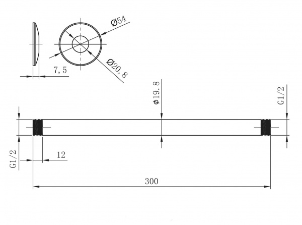 Держатель для верхнего душа Lemark, LM8032C