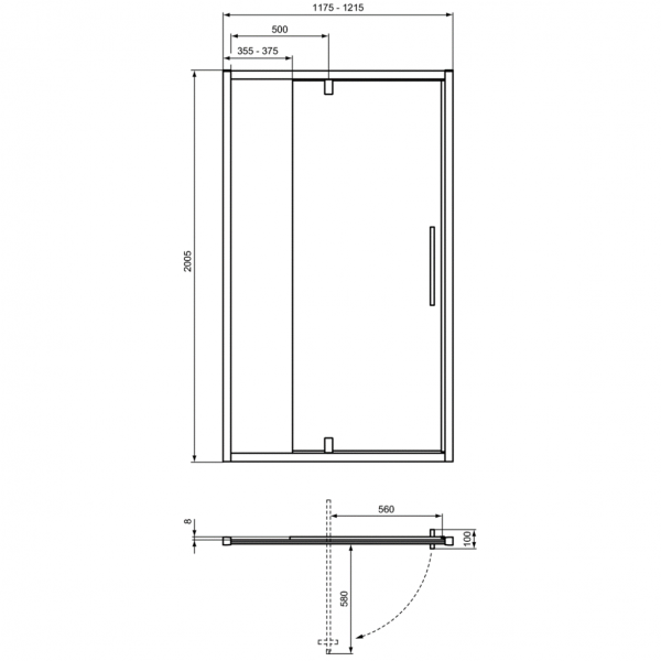 Душевые двери Ideal Standard I.Life PV 120 см, T4939EO