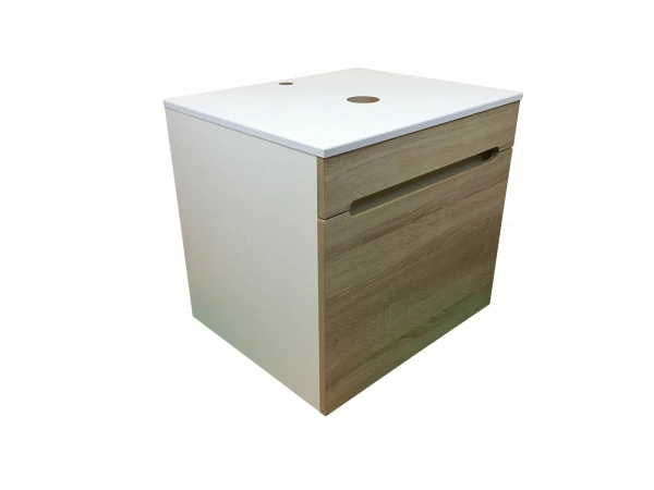 Тумба под раковину Sintesi Style-60, с ящиком, белый/дуб сонома, STL.W7002