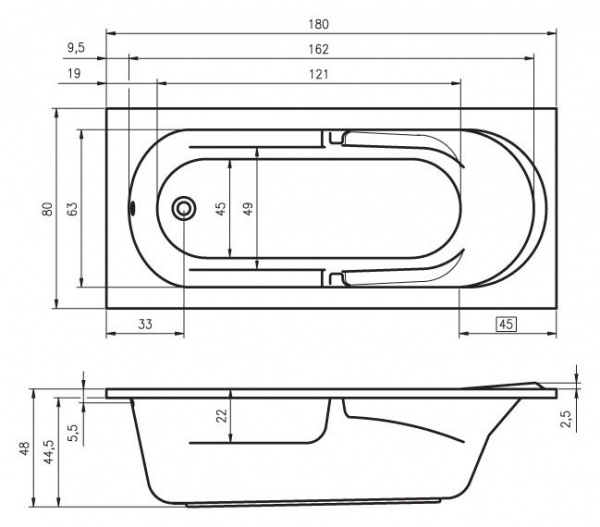 Ванна акриловая Riho FUTURE 180х80, BC3100500000000