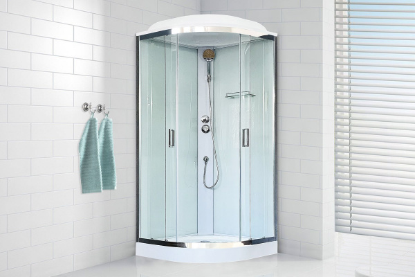 Гидромассажный бокс Royal Bath 90х90х217, белое/прозрачное стекло, хромированный профиль, RB 90HK5-W