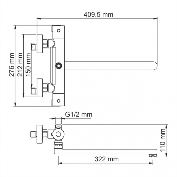 Смеситель для ванны WasserKRAFT Berkel 4800, 4822L Thermo