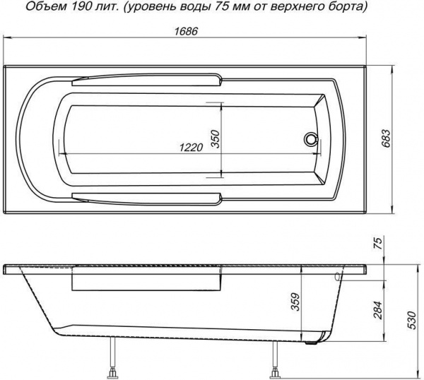 Фронтальная панель для ванны Aquanet Extra 170