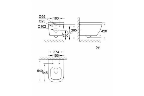 Унитаз подвесной Grohe Euro Ceramic с гигиеническим покрытием, альпин/белый, 3932800H
