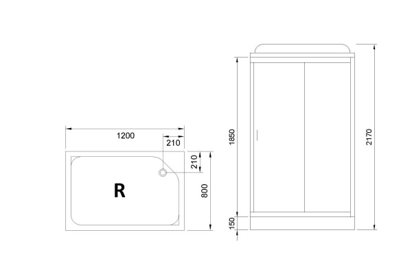 Гидромассажный бокс Royal Bath 120х80х217, белое/прозрачное стекло, хромированный профиль, правая, R