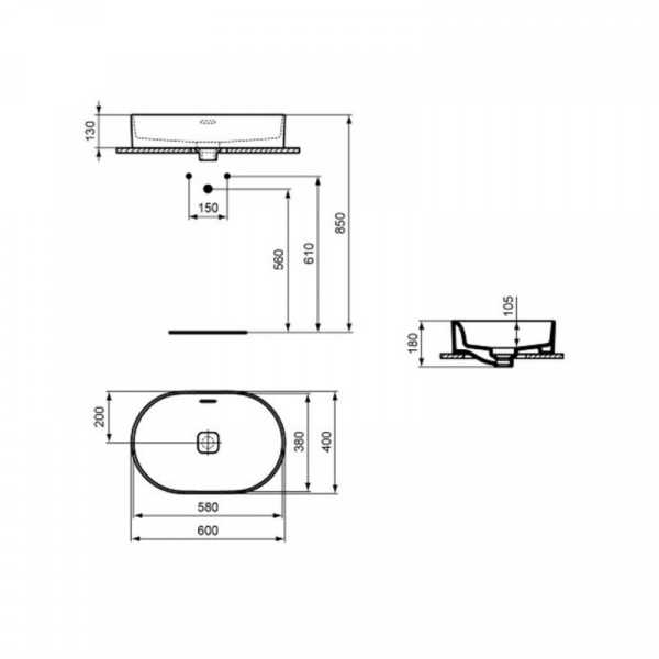 Раковина Ideal Standard STRADA II Oval Vessel, 60 см, T360401