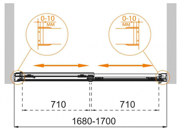 Душевая шторка на ванну Cezares TANDEM-SOFT-VF-2-170/145-C-Cr-IV