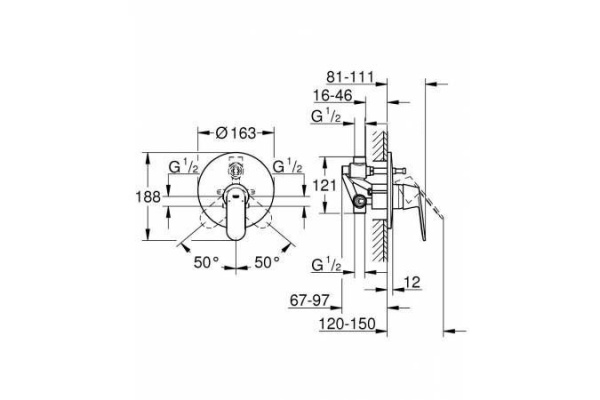 Смеситель для ванны Grohe Eurosmart Cosmopolitan, хром, 32879000