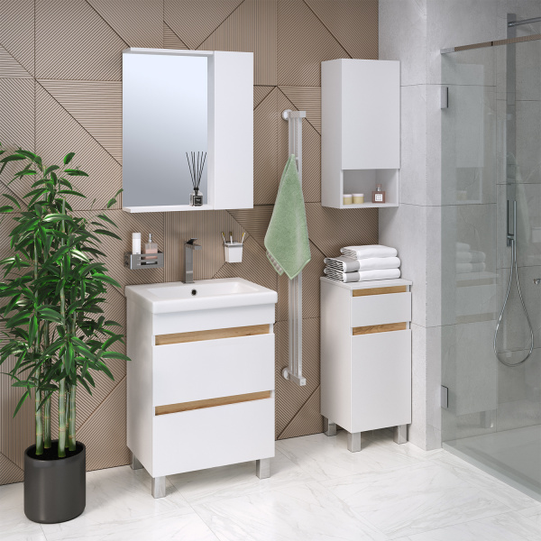 Тумба под раковину Aqua de Marco Сидней, 60 см, 2 ящика, белый, 2060WCSYD/1
