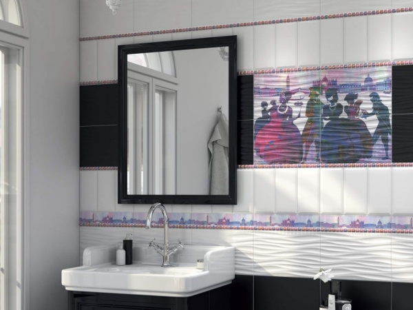 Бордюр Kerama Marazzi Карнавал в Венеции черный структурированный 20х9,9 19031\3F