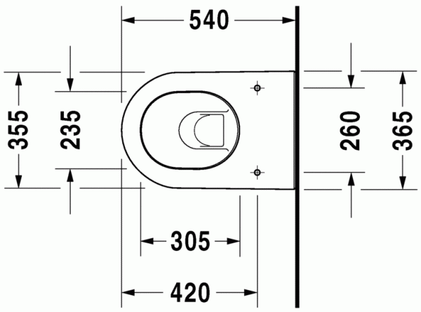 Унитаз подвесной Duravit Darling New вертикальный выпуск, крепление Durafix, белый, 2545090000
