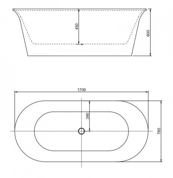 Акриловая ванна Aquanet Smart 170x78 88778 Gloss Finish черный глянец