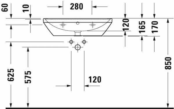 Раковина накладная Duravit D-Neo 65 с переливом, с 1 отв., белый, 2366650000