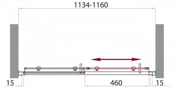 Душевая дверь BelBagno 1150x1850, прозрачное стекло, хромированный профиль, UNO-BF-1-115-C-Cr