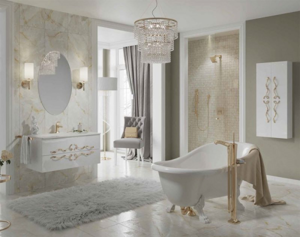 Тумба подвесная Clarberg Due amanti 120 с умывальником Elegance 120, цвет белый БЕЗ РУЧЕК, DUE0112