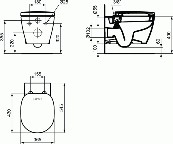 Подвесной унитаз Ideal Standard CONNECT, с функцией биде, E781901