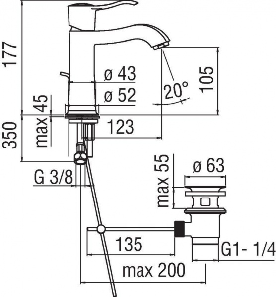 Смеситель Nobili SOFI для раковины, бронза SI98118/1BR