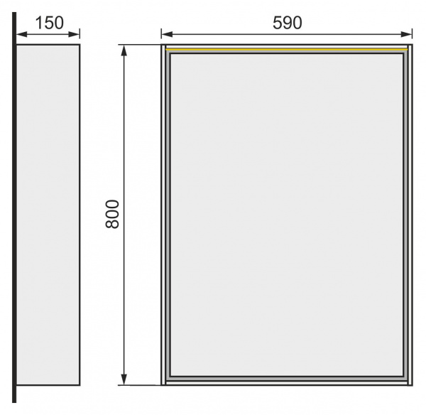 Зеркало-шкаф Raval Frame 60 Дуб трюфель с подсветкой, розеткой, Fra.03.60/DT