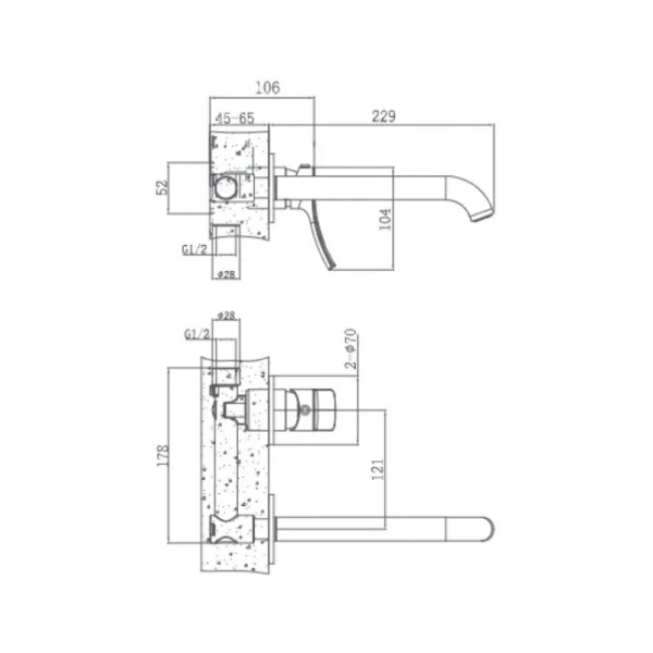 Смеситель для раковины Haiba HB14553, встраиваемый, хром