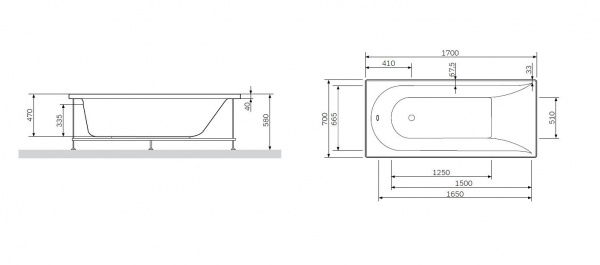 Каркас для ванны AM.PM Spirit 170х70 W72A-170-070W-R2