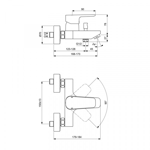 Комплект 3 в 1 Ideal Standart CERAPLAN III (BC560AA + B0718AA + B2621AA), BD005AA