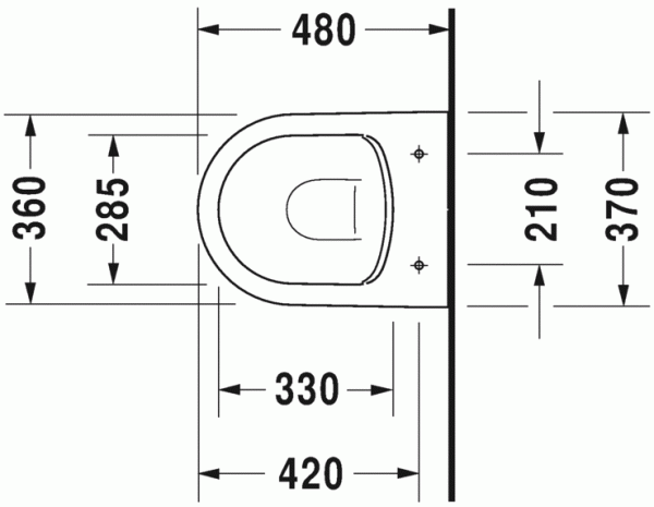 Унитаз подвесной компакт Duravit Me by Starck 370*480 без смывного обода, 2530090000