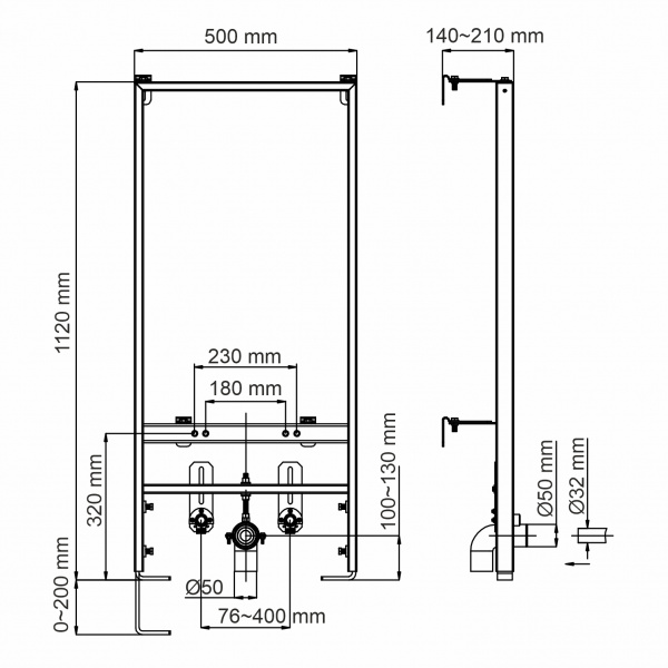Система инсталляции для биде WasserKRAFT, 10BDT.020