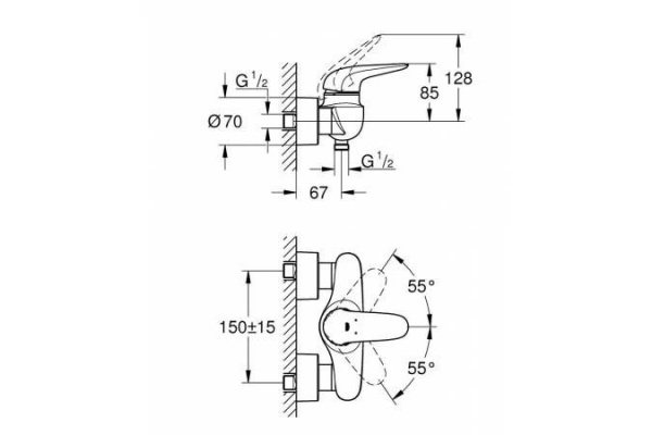 Смеситель для душа Grohe Eurostyle, белая луна, 23722LS3