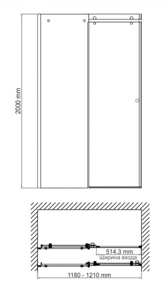 Душевая дверь WasserKRAFT Vils, 56R05 WБФ