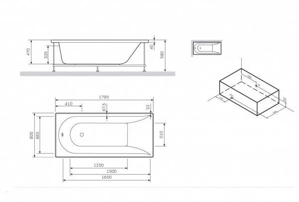 Ванна акриловая AM.PM Spirit 180x80 W72A-180-080W-A2
